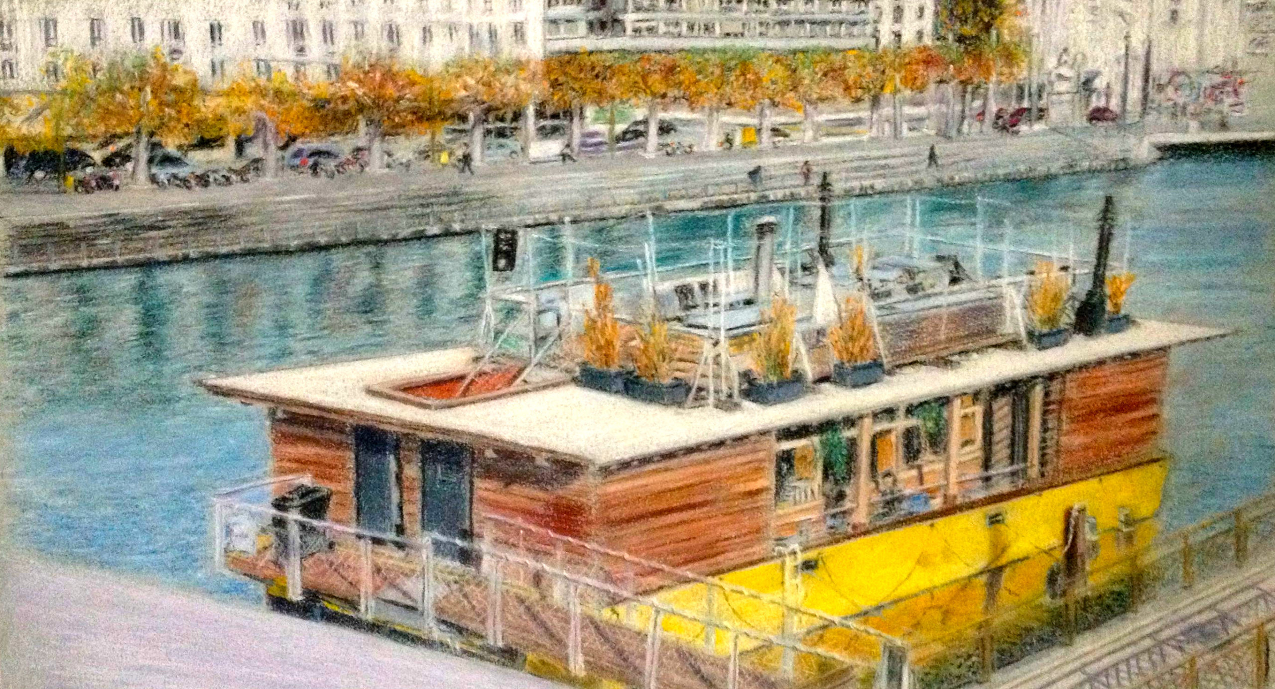 bateau lavoir, painting,geneva